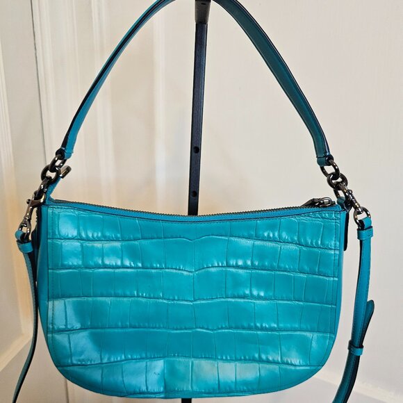 Coach Green Croc Shoulder Bag - Picture 2 of 8